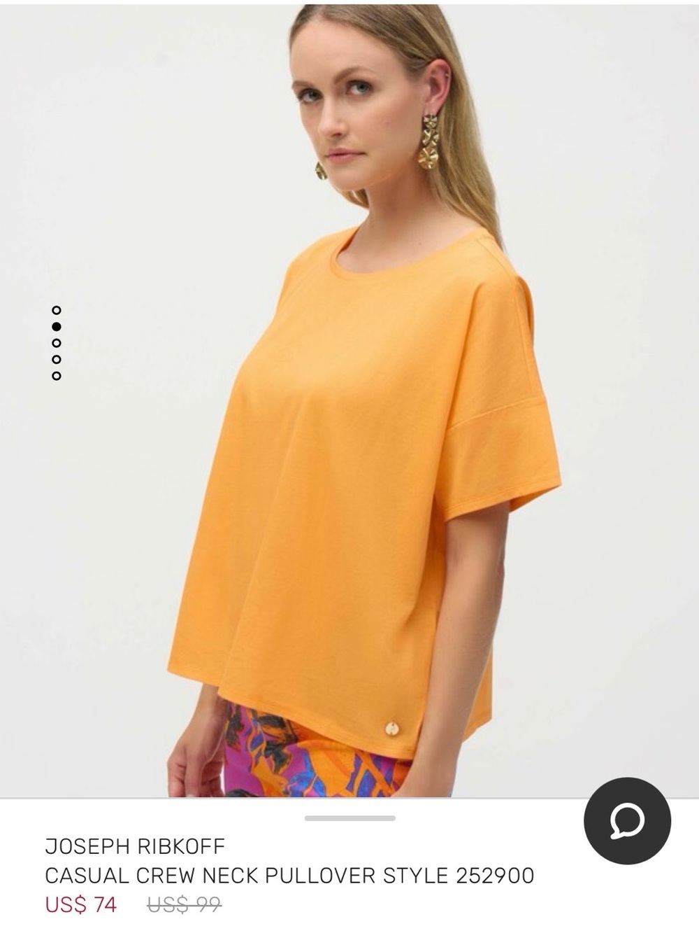 Joseph Ribkoff Bright Orange Boxy Crew Neck Pullover